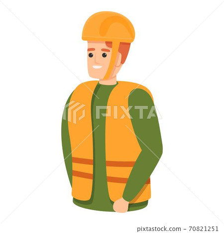 Worker in vest icon, cartoon style Worker in vest icon, cartoon style 70821251