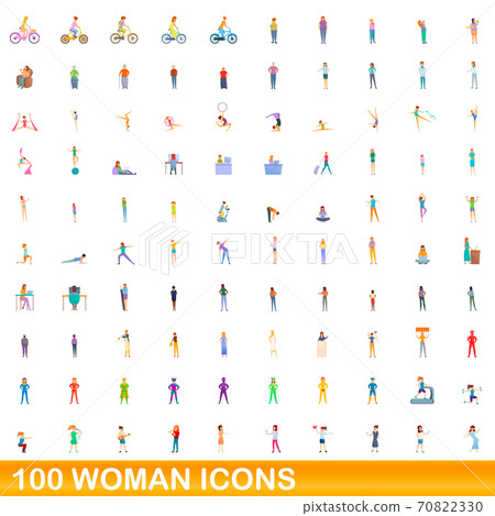 100 woman icons set, cartoon style - Stock Illustration [70822330] - PIXTA