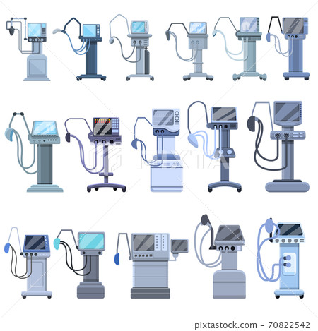Ventilator Medical Machine icons set, cartoon style 70822542