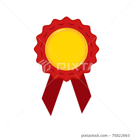 Gold medal with red ribbon and rosette isolated on white background. 70822663