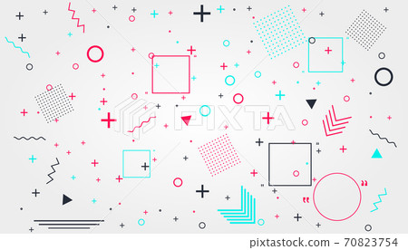 Memphis card with geometric shapes. Luxury fashioon design - 80-90s. 70823754