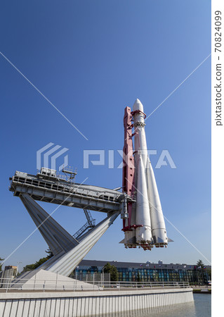 Spaceship Vostok (monument to the first Soviet rocket) shown at VDNKH park in Moscow, Russia. VDNH is a large city park, exhibition center and amusement park, popular touristic landmark Spaceship Vostok (monument to the first Soviet rocket) shown at VDNKH park in Moscow, Russia. VDNH is a large city park, exhibition center and amusement park, popular touristic landmark 70824099