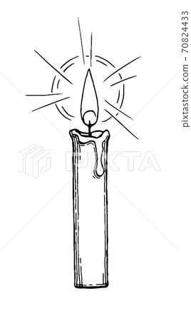 Ink sketch of burning candle. Ink sketch of burning candle. 70824433