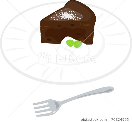 Gateau Chocolate On A Plate Stock Illustration