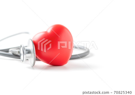 Red heart and stethoscope isoalted on white background, Red heart and stethoscope isoalted on white background, 70825340