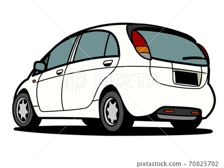 Round light car rear view white car illustration 70825702