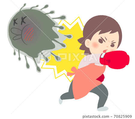 擊退黴菌！戰鬥的家庭主婦拳擊手套的插圖 70825909