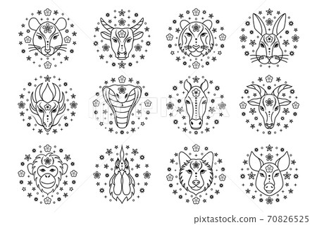 Chinese zodiac signs on white 70826525