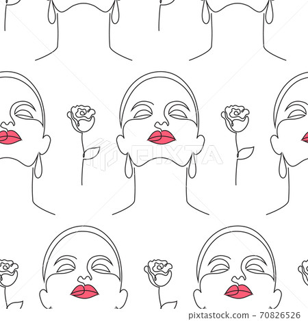 pattern with women faces and roses pattern with women faces and roses 70826526
