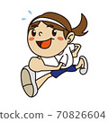 Illustration of a female student running in a foot race of an athletic meet 70826604