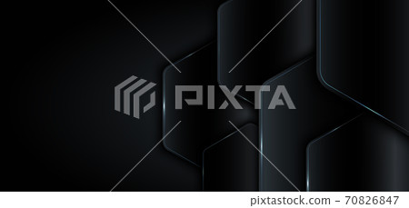 Banner web template 3D geometric black metallic with blue light technology concept Banner web template 3D geometric black metallic with blue light technology concept 70826847