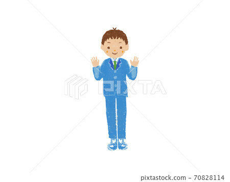 一個高中男孩用蠟筆觸摸的插圖 70828114