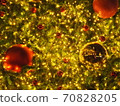 Christmas background. Christmas decorations balls, light, star, snowflake on Christmas tree. 70828205