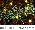 Christmas background. Christmas decorations balls, light, star, snowflake on Christmas tree. 70828206