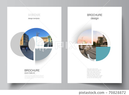 Vector layout of A4 cover mockups design templates for brochure, flyer layout, booklet, cover design, book, brochure cover. Background with circle round banners. Corporate business concept template. 70828872