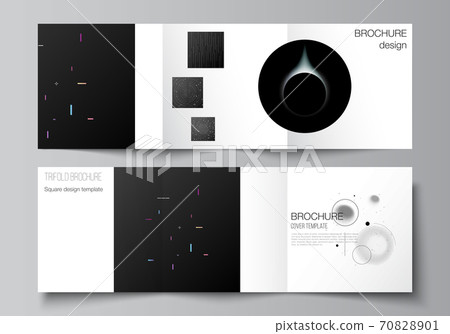 Vector layout of square format covers design templates for trifold brochure, flyer, magazine, cover design, book design, brochure cover. Tech science future background, space astronomy concept. Vector layout of square format covers design templates for trifold brochure, flyer, magazine, cover design, book design, brochure cover. Tech science future background, space astronomy concept. 70828901