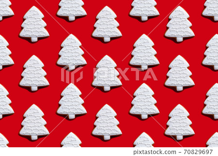 white xmas tree pattern red seamless background 70829697