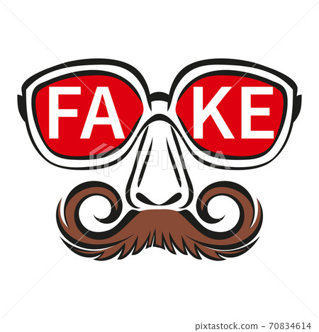 Fake mask with glasses and mustache icon. Person hiding true face. Incognito, spreading false info and propaganda in media, deception, lies. Flat vector sign. Fake mask with glasses and mustache icon. Person hiding true face. Incognito, spreading false info and propaganda in media, deception, lies. Flat vector sign. 70834614