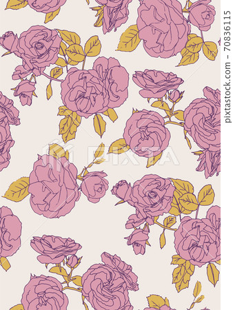off-white and pink vector flowers seamless pattern. background 70836115