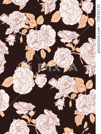 Brown vector flowers seamless pattern. Contrast background Brown vector flowers seamless pattern. Contrast background 70836116