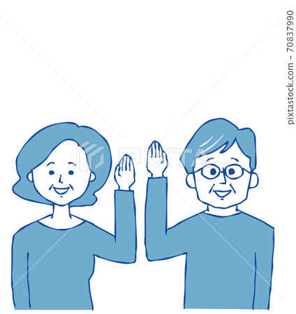 Elderly couple raising hands Elderly couple raising hands 70837990