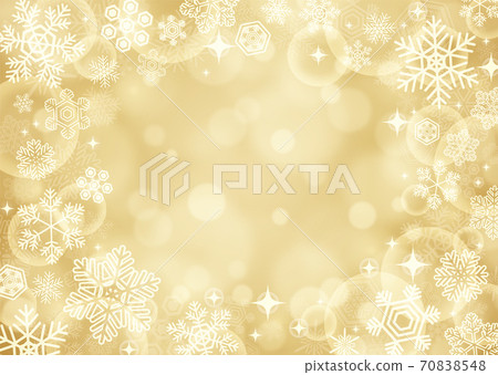 [冬季/聖誕節材料]雪和閃光背景香檳金 70838548