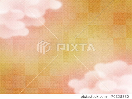Japanese style New Year background Kimono Japanese pattern cloisonne tail on gold leaf with red haze and clouds Japanese style New Year background Kimono Japanese pattern cloisonne tail on gold leaf with red haze and clouds 70838880