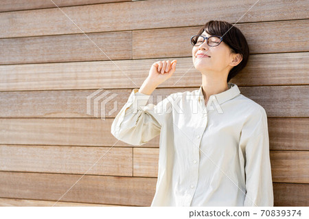 Women Wood Fence Lifestyle Slow Life Relax 70839374