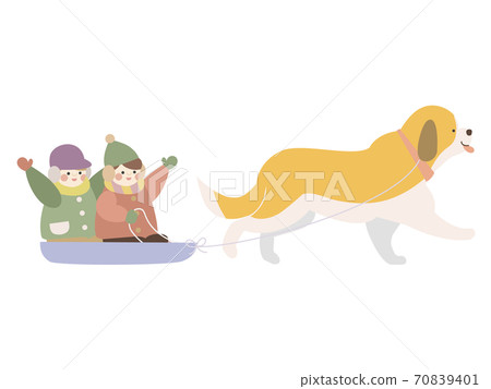 Dog sledding children Dog sledding children 70839401