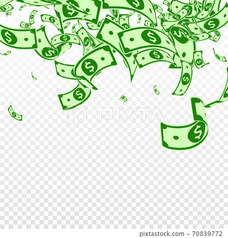 American dollar notes falling. Messy USD bills on  70839772