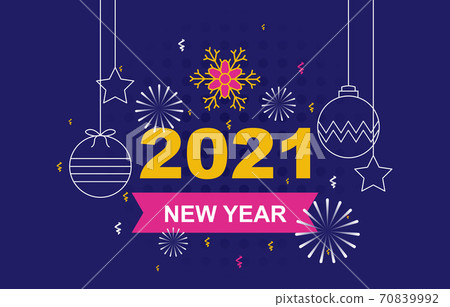 Lantern Fireworks Snowflake Happy New Year Holiday Greeting Card Background Lantern Fireworks Snowflake Happy New Year Holiday Greeting Card Background 70839992
