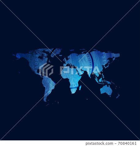Dark grunge world map with round binary code... - Stock Illustration ...
