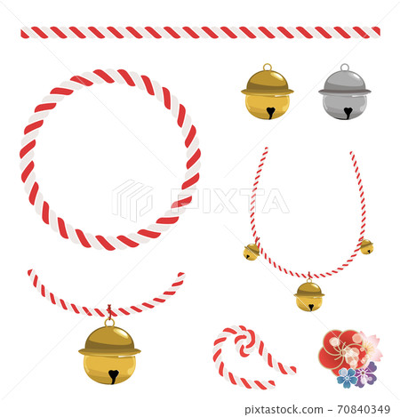 Red and white string and gold and silver bell parts set Red and white string and gold and silver bell parts set 70840349