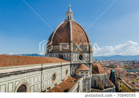 Florence Duomo. Basilica di Santa Maria del Fiore (Basilica of Saint Mary of the Flower) in Florence, Italy. Florence Duomo is one of main landmarks in Florence. Florence Duomo. Basilica di Santa Maria del Fiore (Basilica of Saint Mary of the Flower) in Florence, Italy. Florence Duomo is one of main landmarks in Florence. 70840595