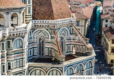 Florence Duomo. Basilica di Santa Maria del Fiore (Basilica of Saint Mary of the Flower) in Florence, Italy. Florence Duomo is one of main landmarks in Florence. Florence Duomo. Basilica di Santa Maria del Fiore (Basilica of Saint Mary of the Flower) in Florence, Italy. Florence Duomo is one of main landmarks in Florence. 70840596