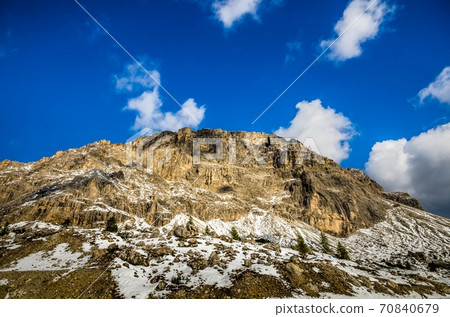 Beautiful view of famous dolomite mountain, Italy. 70840679
