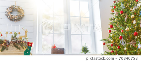 room decorated for Christmas 70840758