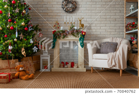 room decorated for Christmas room decorated for Christmas 70840762