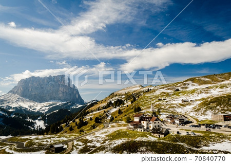 Beautiful view of famous dolomite mountain, Italy. Beautiful view of famous dolomite mountain, Italy. 70840770
