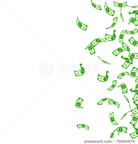 American dollar notes falling. Sparse USD bills on 70840974