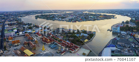 aerial view of tha-chin river in samuthsakorn province outskirt of bangkok thailand aerial view of tha-chin river in samuthsakorn province outskirt of bangkok thailand 70841107