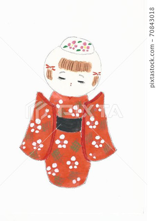 Picture letter of Lake Nomura, Kokeshi doll, 2 Picture letter of Lake Nomura, Kokeshi doll, 2 70843018