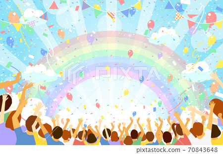 Audience rainbow blue sky 70843648