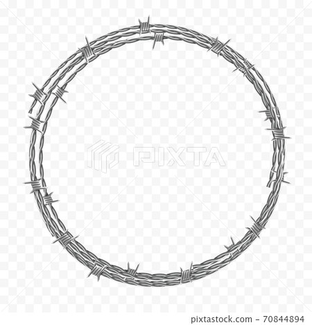 Ring made of metal barbed wire. Vector illustration. 70844894