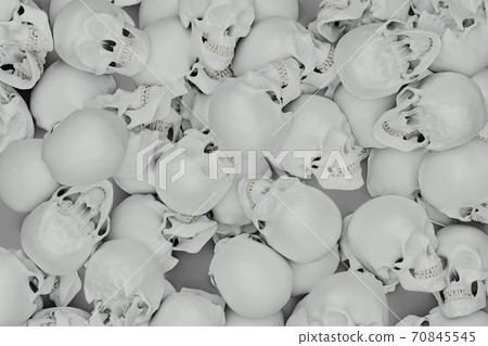 cluster of human skulls background, 3d render cluster of human skulls background, 3d render 70845545