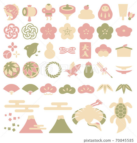 Happy New Year Material Lucky Icon Set 70845585