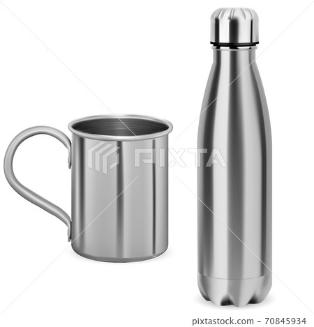 Download Stainless Steel Water Bottle Thermo Flask Mockup Stock Illustration 70845934 Pixta