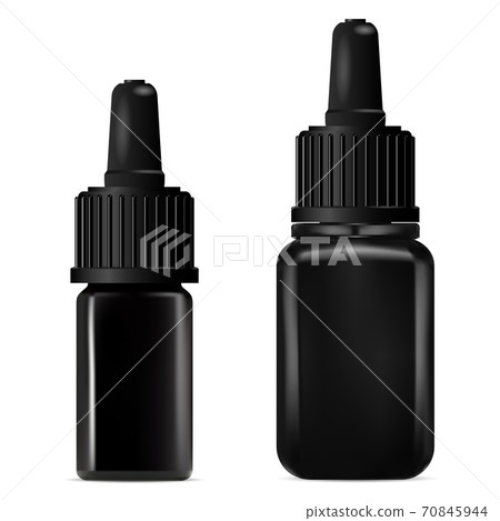 Black glass dropper bottle mockup. Cosmetic serum Black glass dropper bottle mockup. Cosmetic serum 70845944