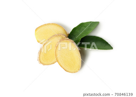 Fresh raw ginger isolated on white background 70846139