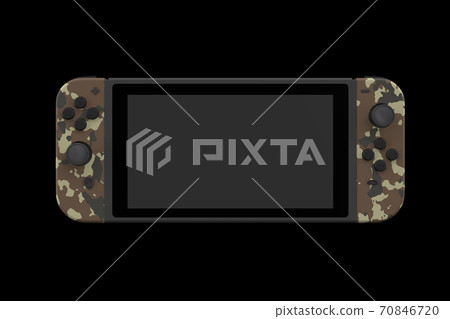 Realistic video game controllers attached to touch screen isolated on black 70846720